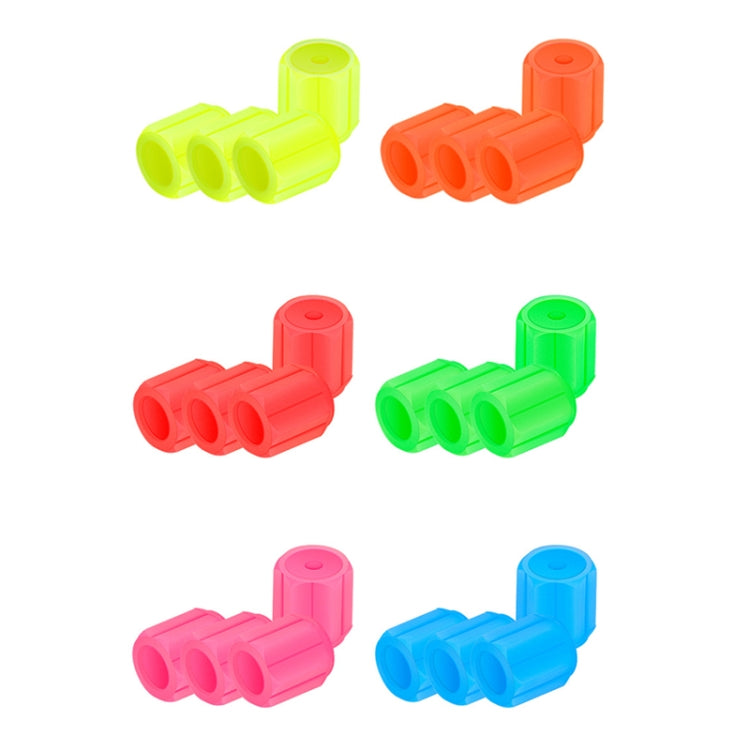 5-pack luminous tire valve caps in mixed bright colors: green, yellow, blue, pink, red, orange