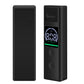 Portable breath alcohol tester showing back vents and front LCD display, black