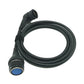 Black diagnostic cable adapter with round multi-pin plug and blue front connector