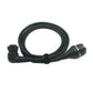 Coiled black diagnostic cable adapter with angled connector ends and multi-pin plugs
