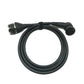 Black diagnostic cable adapter with two connector ends and visible multi-pin interface