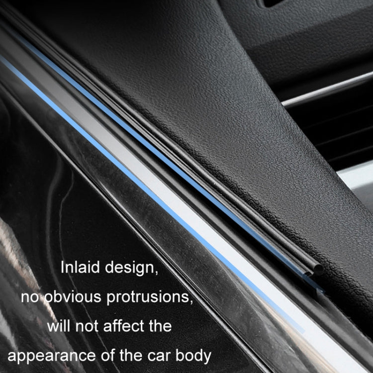 Installed black rubber car side window wiper strip along window edge