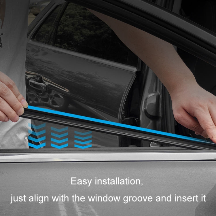 Car side window wiper strip being inserted into the window groove