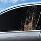 Car side window with water mist residue and streaks near the trim edge