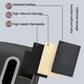Car seat armrest tissue box holder with side strap and fabric lining detail, black