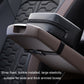 Car seat armrest tissue box holder with adjustable strap, buckled fit, gray/black