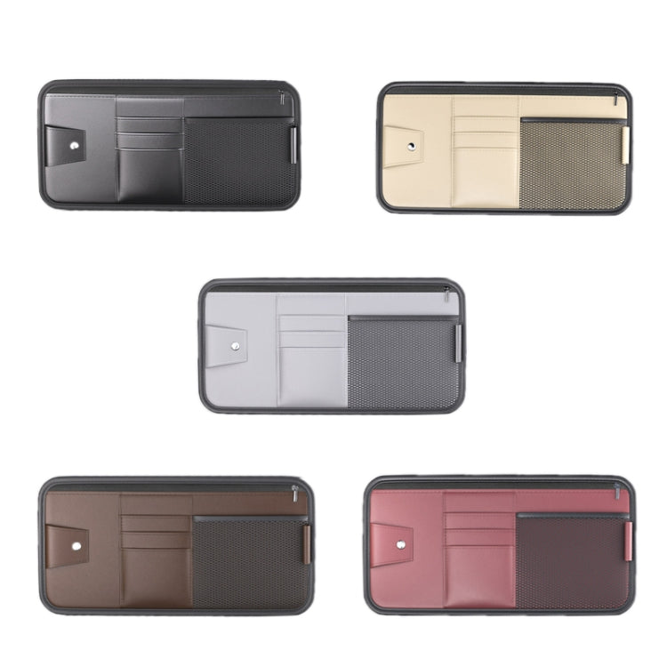 Car sun visor organizer card holder bag shown in multiple color options