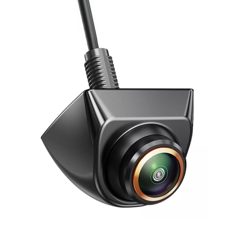 Metal fisheye reversing camera with round lens and connector cable