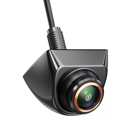 Metal fisheye reversing camera with round lens and connector cable