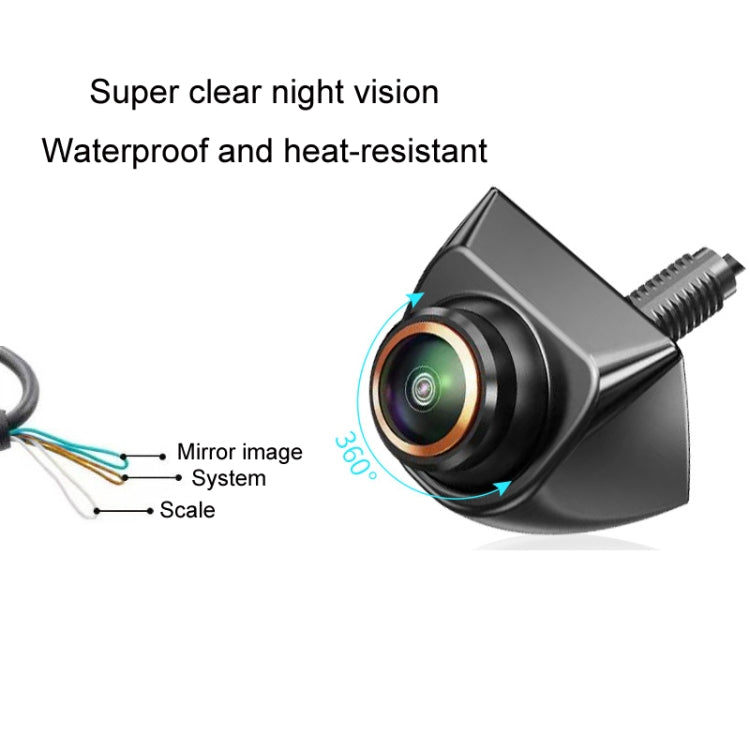 Adjustable 360-degree fisheye reversing camera with metal housing and lens