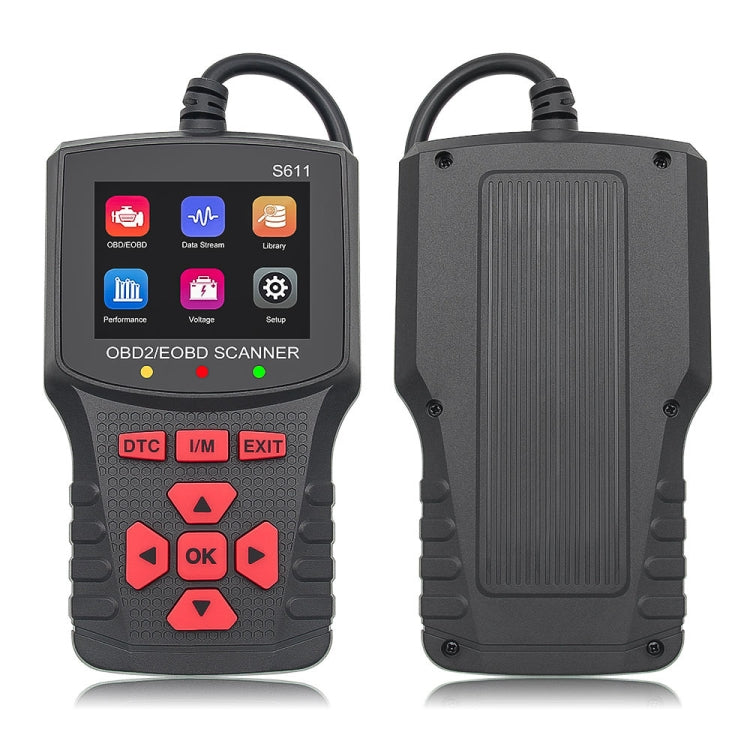 Handheld OBD2/EOBD scanner with rear housing and OBD connector cable