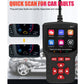 Handheld OBD2/EOBD scanner with menu icons and DTC/I-M/EXIT key buttons
