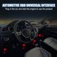 Car dashboard interior showing locations for OBD universal interface connection