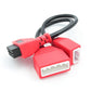 OBD gateway adapter with 16+32 pin plugs and looped red/black cable