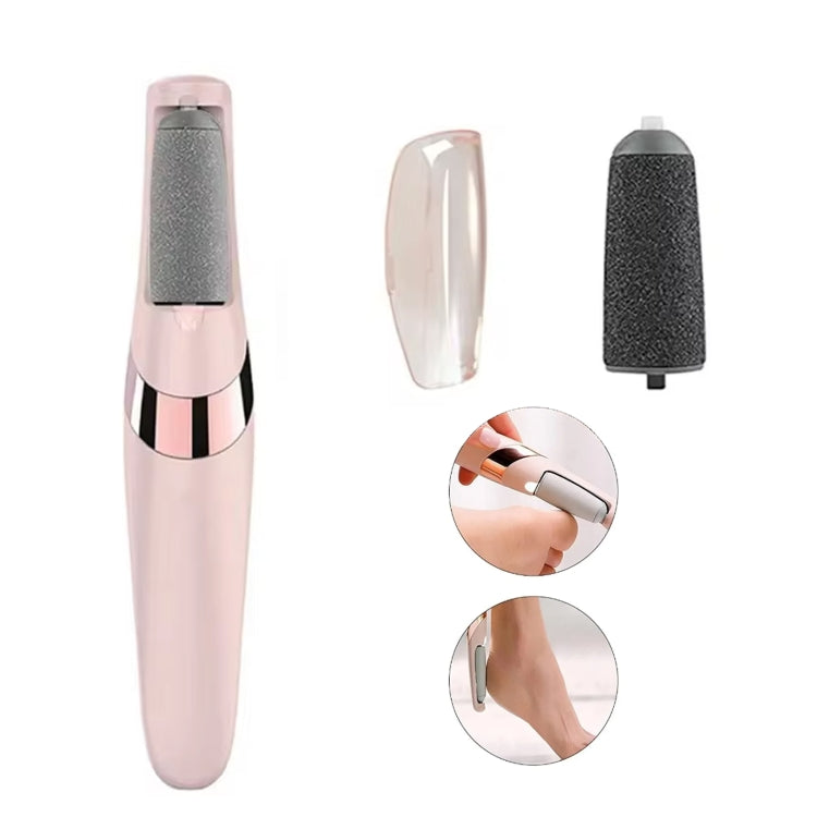 Pink rechargeable electric foot grinder with removable coarse sanding head