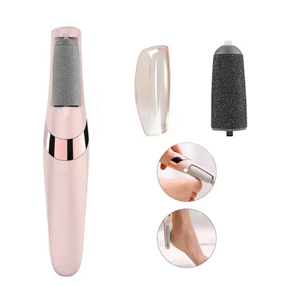Pink rechargeable electric foot grinder with removable coarse sanding head