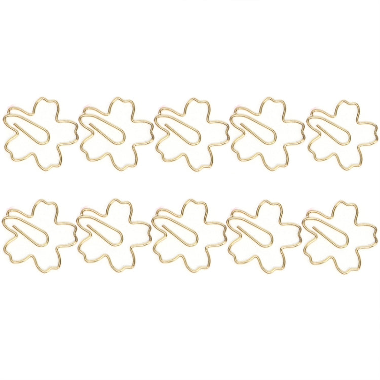 Gold sakura-shaped metal paper clips set, 10pcs, flower outline