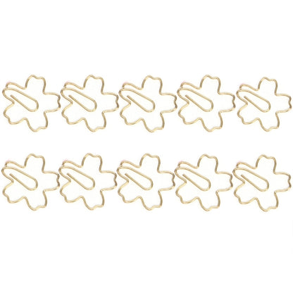 Gold sakura-shaped metal paper clips set, 10pcs, flower outline