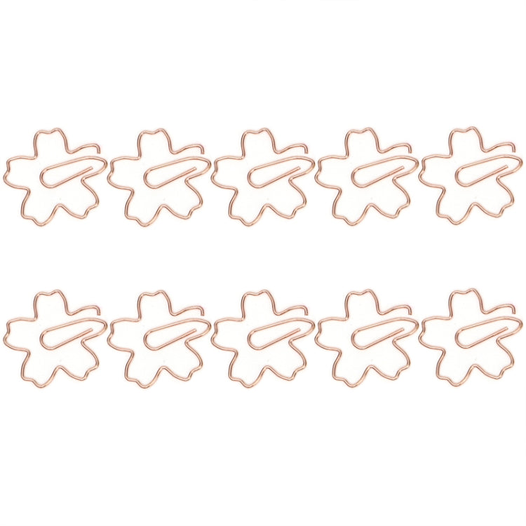 Rose gold sakura-shaped metal paper clips set, 10pcs, flower outline