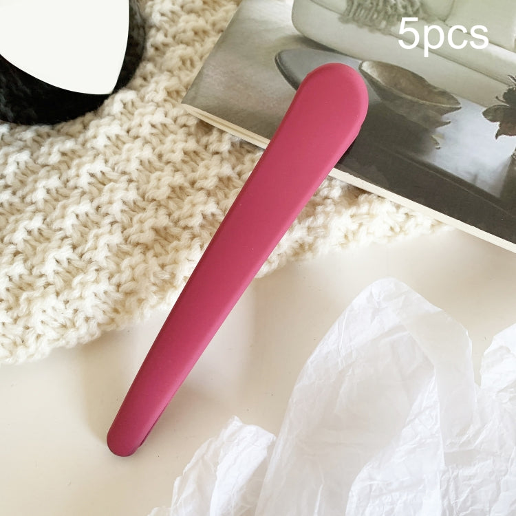 Rose pink duckbill bangs clip for straight side hair, single piece.