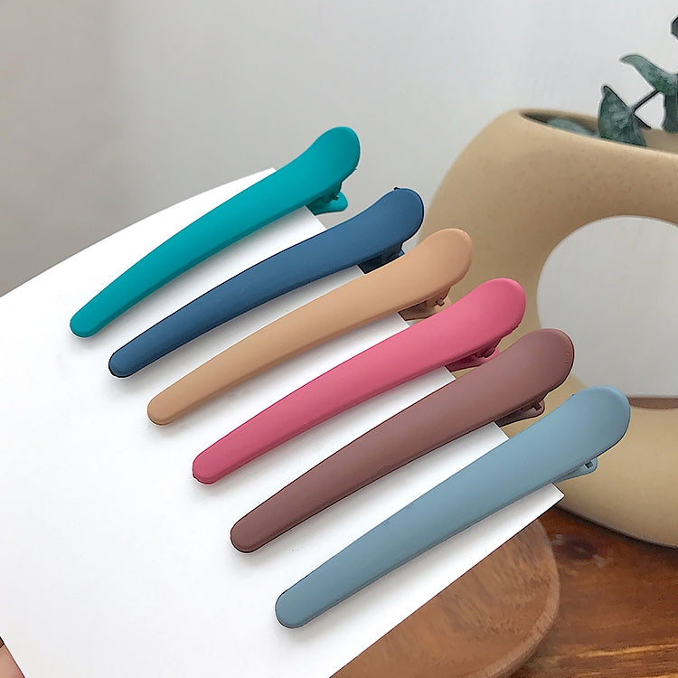 Colorful 5-piece duckbill bangs clip set with flat, side-grip design.