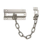 Silver square door security chain lock latch with mounting plates and metal chain