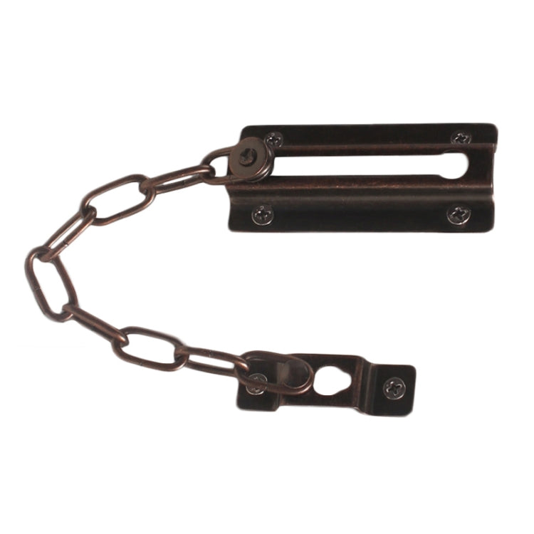 Dark bronze round door security chain lock latch with mounting plates and links