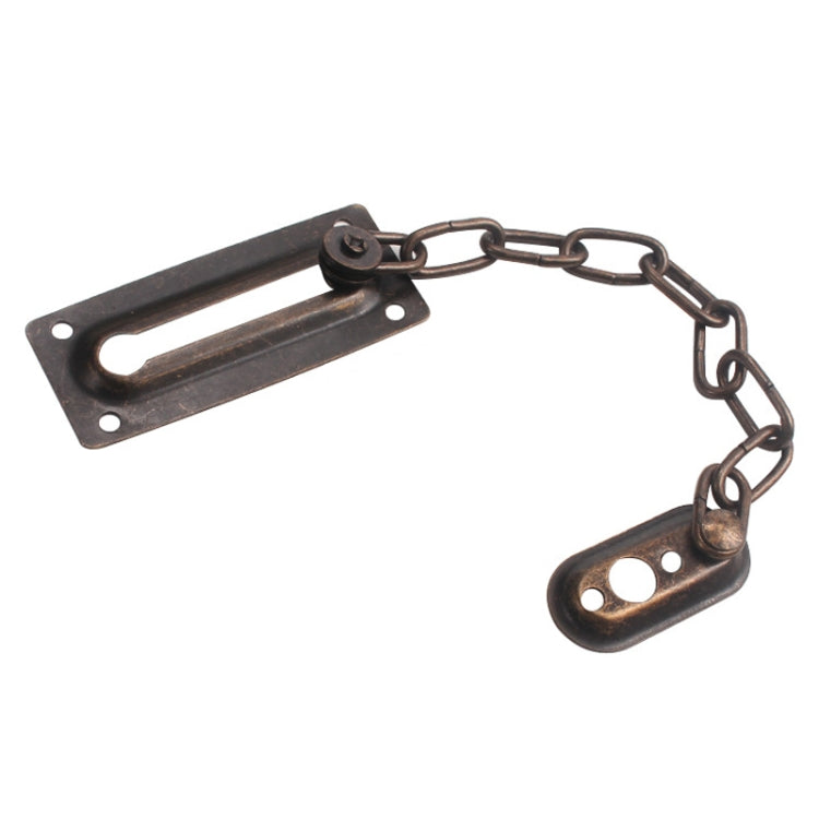 Brown bronze square door security chain lock latch with mounting plates and chain
