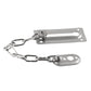 Stainless silver round door security chain lock latch with mounting plates and chain