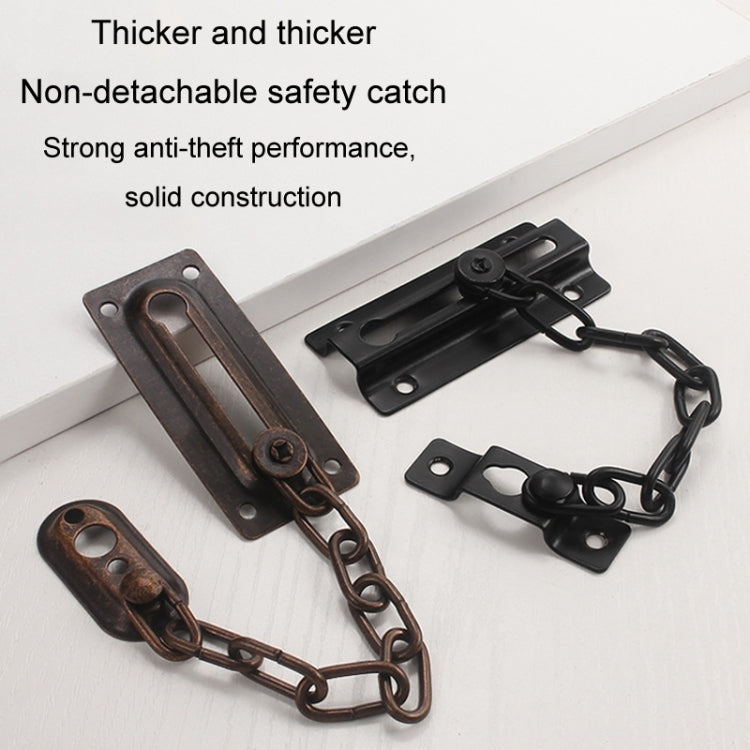 Security door chain lock set with bronze and black square plates and steel chain