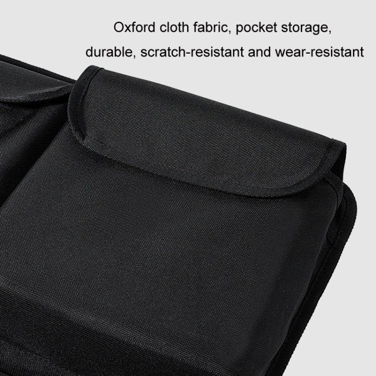 Oxford fabric trunk storage bag with rounded top flap pocket, dark gray