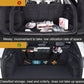 Rear trunk organizer bag with side mesh pockets and multiple dividers, black