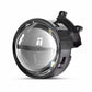 Round black 3-inch LED demon eye light with clear front lens and mounting tabs