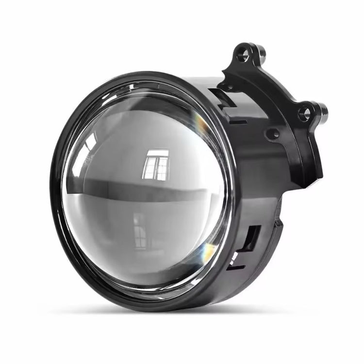 Round black 3-inch LED demon eye light with clear front lens and mounting tabs