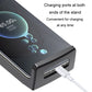 Car tablet stand with dual charging ports at both ends and plug-in cable