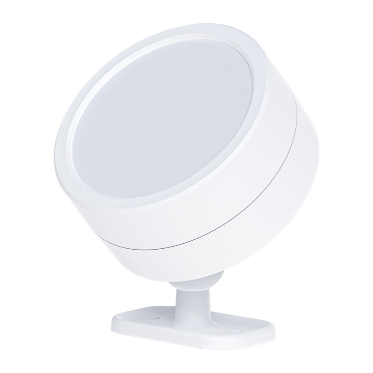 White 360-degree rotating LED magnetic cabinet spotlight with circular head and base stand