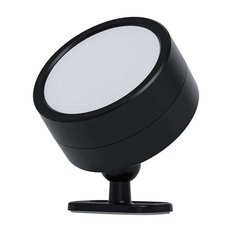 Black 360-degree rotating LED magnetic cabinet spotlight with circular head and base stand
