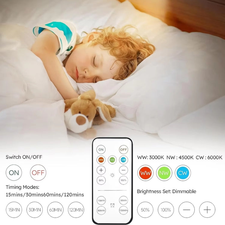 White rotating LED magnetic spotlight with remote control and dimmable brightness controls