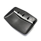 Black hood vent scoop cover with center raised fin detail and glossy finish