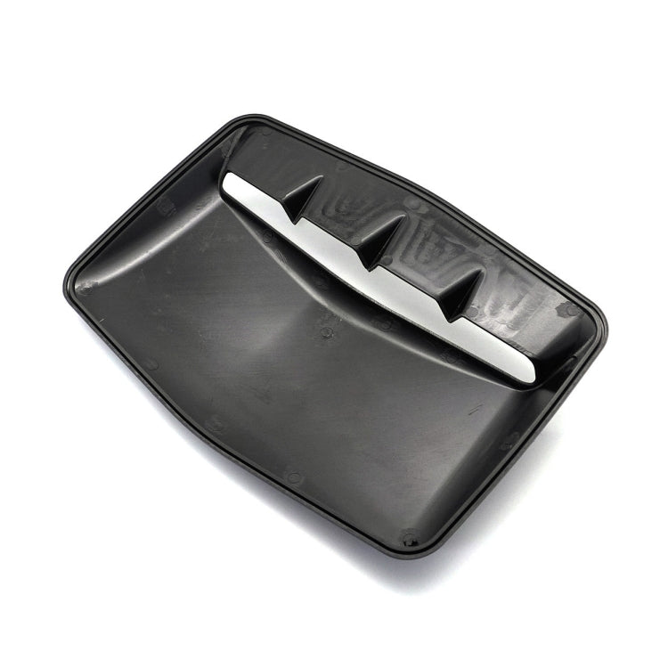 Black hood vent scoop cover with center raised fin detail and glossy finish