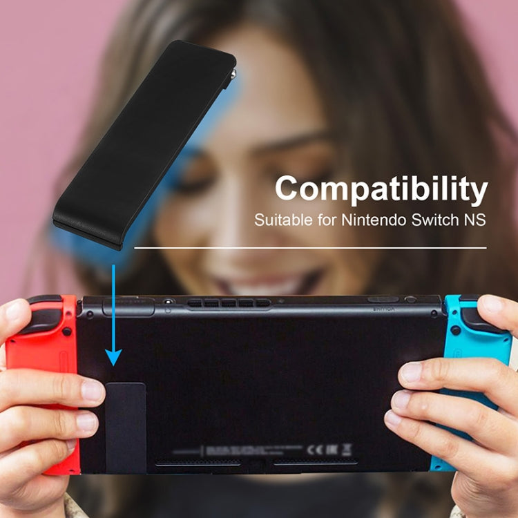 Black replacement kickstand back shell holder for Nintendo Switch, attached