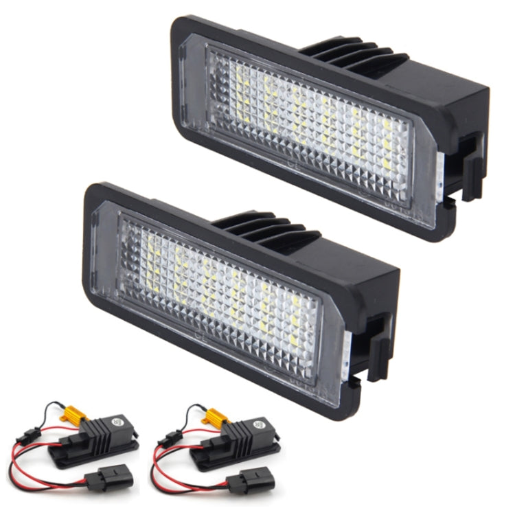 2-pack LED license plate lights with black housing and wiring harness