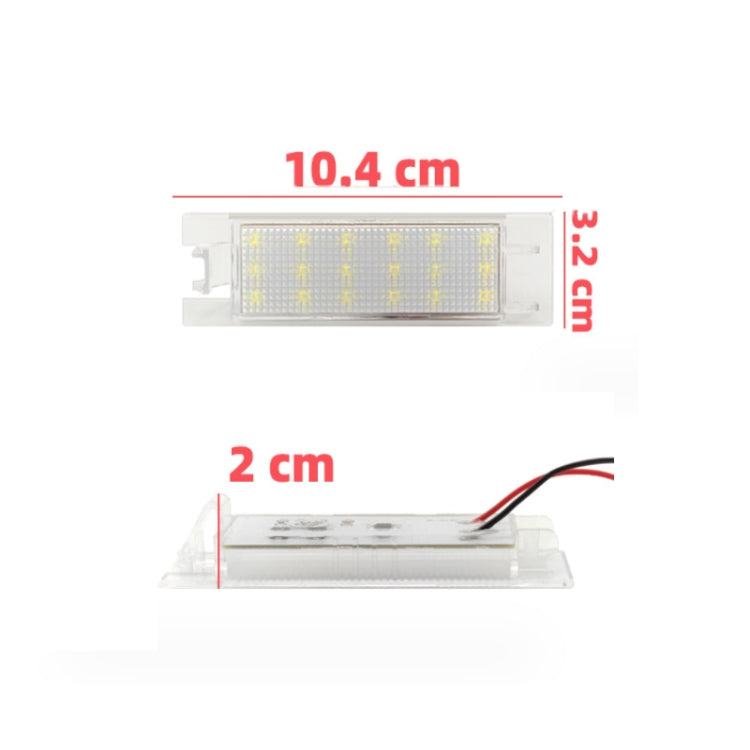 LED license plate light with dimensions: 10.4 cm x 3.2 cm x 2 cm
