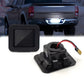 Two black LED license plate light housings with red/black wires and connector