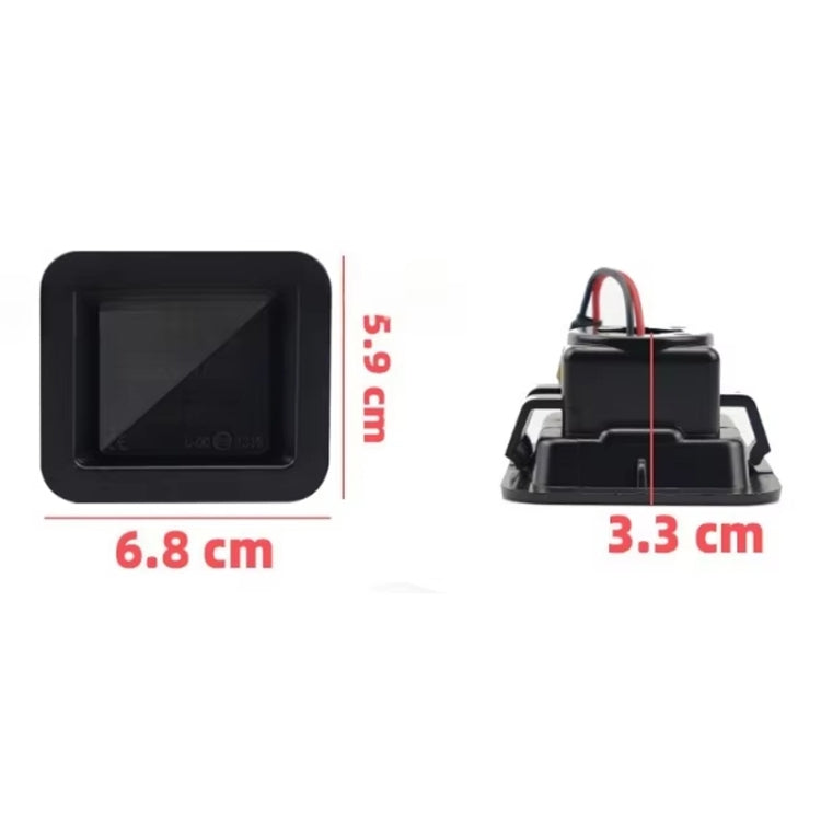 Pair of black square LED license plate lights with compact mounting base
