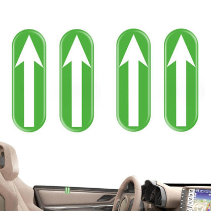 Set of glowing green up-arrow car interior positioning stickers, 4 pieces