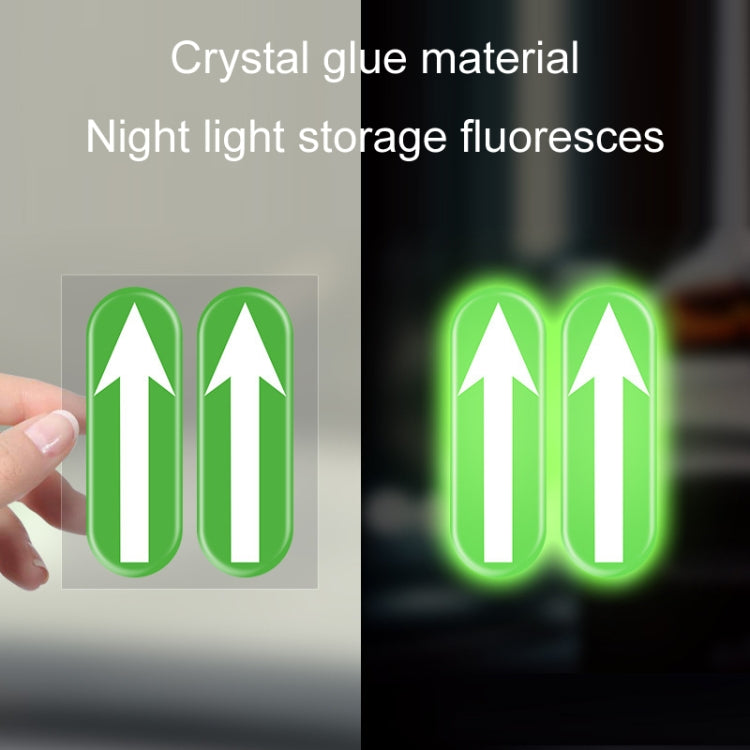Luminous green up-arrow car sticker pair with bright night glow effect