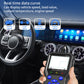 Hand holding OBD2 diagnostic scanner displaying real-time data on screen
