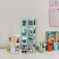 Mini photo cube and open frame stand with multiple small picture frames