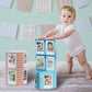 Blue transformable mini photo frame stand rack with multiple small picture frames
